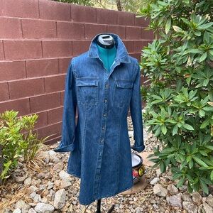 Denim long sleeve dress, or a boho jacket, that were so popular in the '70.